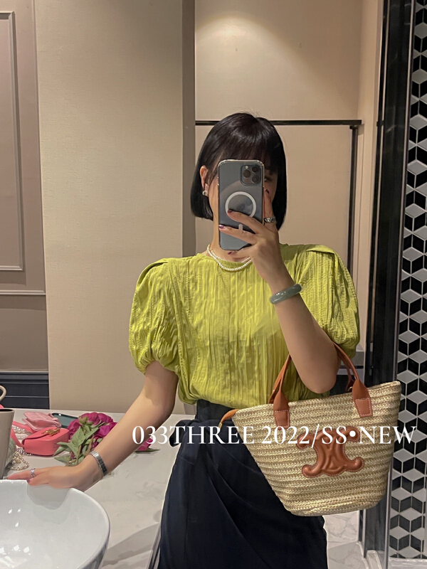 [033three] Korean versatile bubble sleeve shirt 8131# ozq
