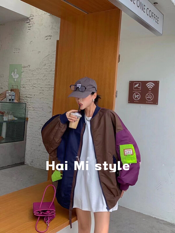 [Haimi] Korean style mosaic contrast jacket 2589-2# WTT