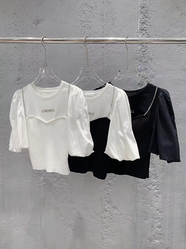 New in early summer! [DS] European style big brand fake two-piece sweater 51896d# XYJ