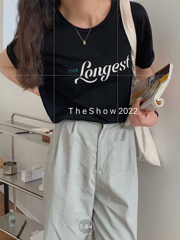 Original price 43.99! New year in early spring! [the show] Korean fashion letter Casual Short Sleeve T-shirt 20156# CLS