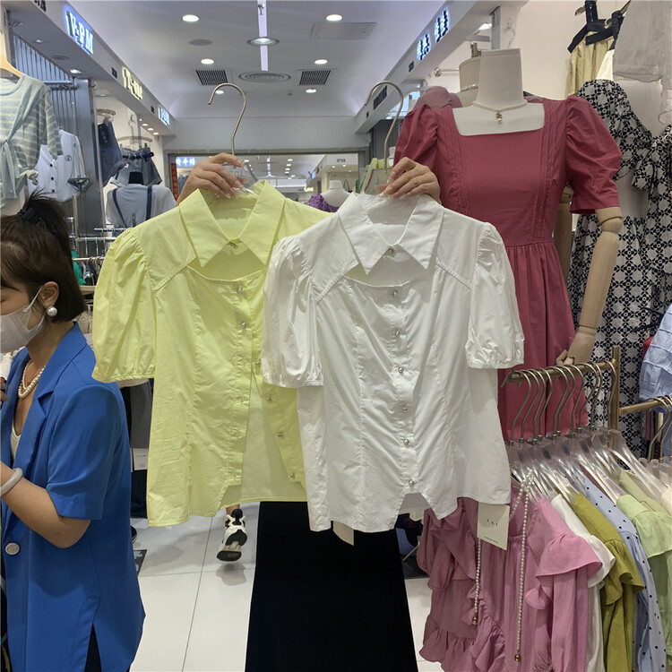 [Fai] simple solid color versatile shirt 8737# ZZL