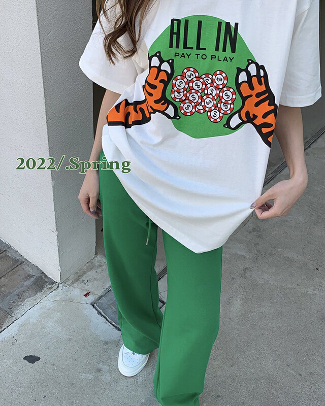 New year in early spring! [man] year of the tiger limited tiger claw print loose round neck short sleeve T-shirt 5746# ozq