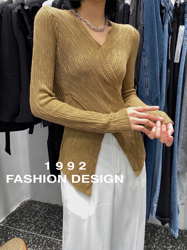 goods in stock! New year in early spring! [1992] cross hollowed out pullover shirt 3610# L