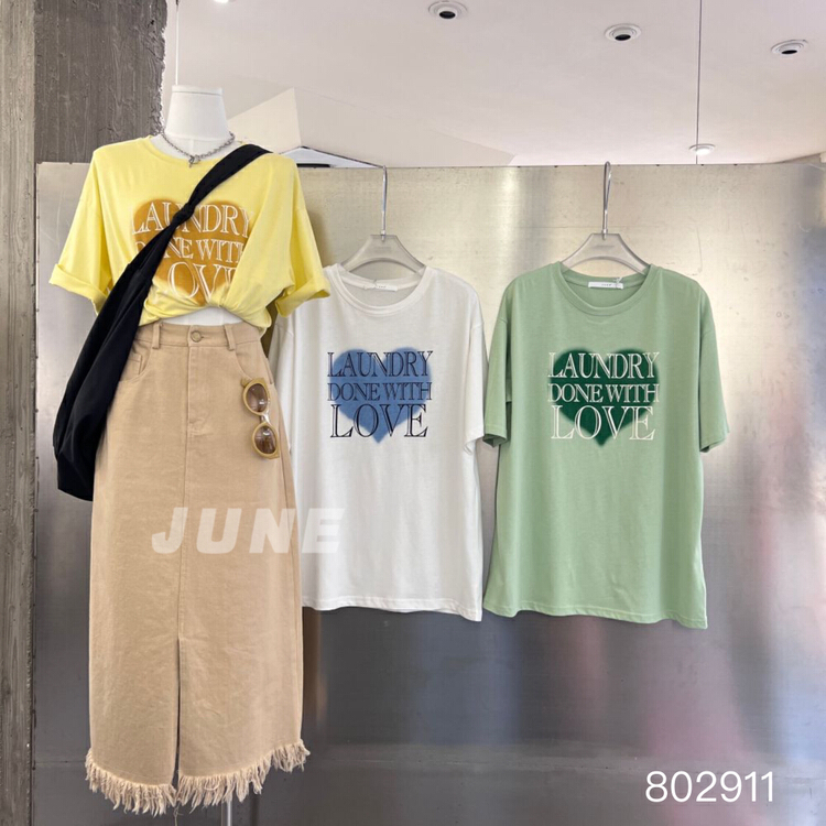 [June] letter love printing fashion short sleeve T-shirt 802911# XYY