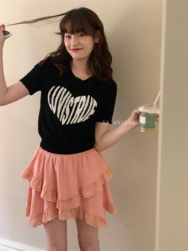 [A.K skylan] love fashion versatile short sleeve T-shirt 10115# zxl