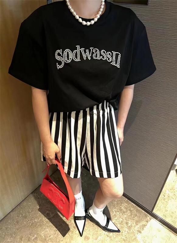 [Yan Zhen] elastic waist stripe five point casual shorts 66226# PCZ