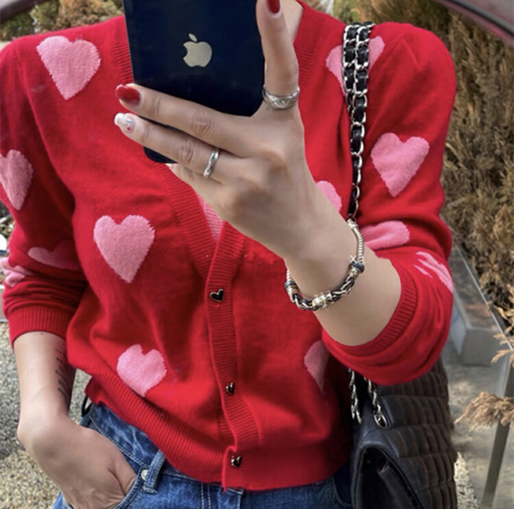 [MC] love fake two short style cardigan warm sweater 7076# CJJ