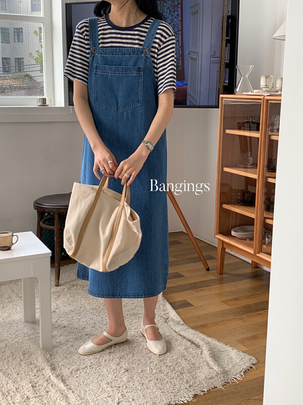 [banging] Korean version of age reducing casual denim strap skirt 21nlj0070# CLS