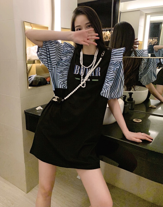 [shuilifang] Korean letter stitching dress 2223# LSL