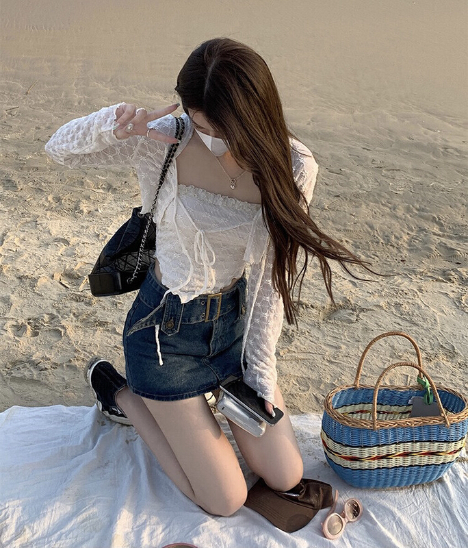 New year in early spring! [LML] triangular sling Strapless Vest + versatile cardigan suit a7319# ozq
