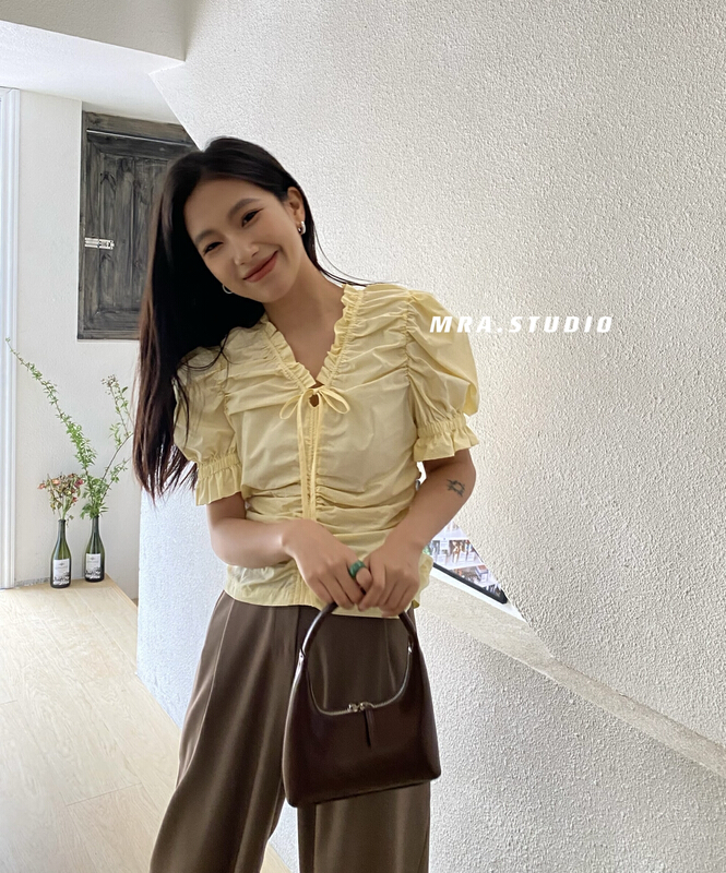 [MRA] Korean pleated design, slim shirt c3016# zxl