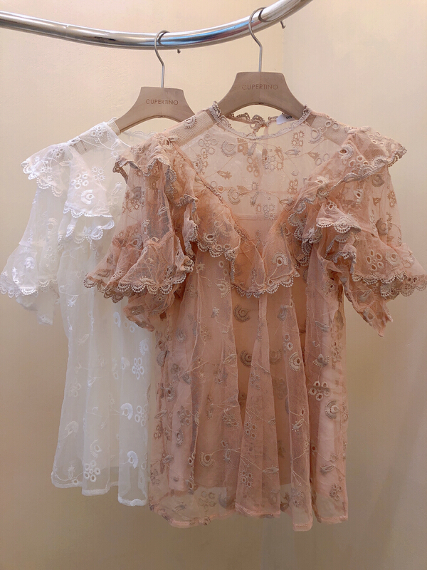 [Cupertino] embroidered ear lace blouse (with sling) 5288# WPL