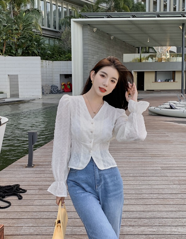 Original price 76.70! New year in early spring! [x.future] niche design mesh blouse j8970# zxx