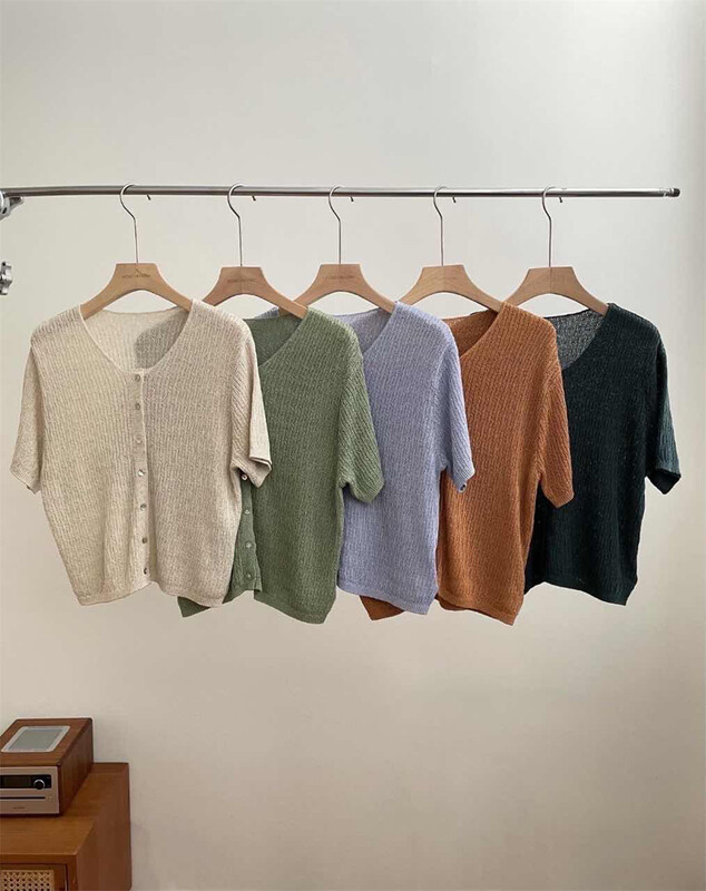 New in early summer! [acme group] simple literary style breasted sweater 1130# CLS