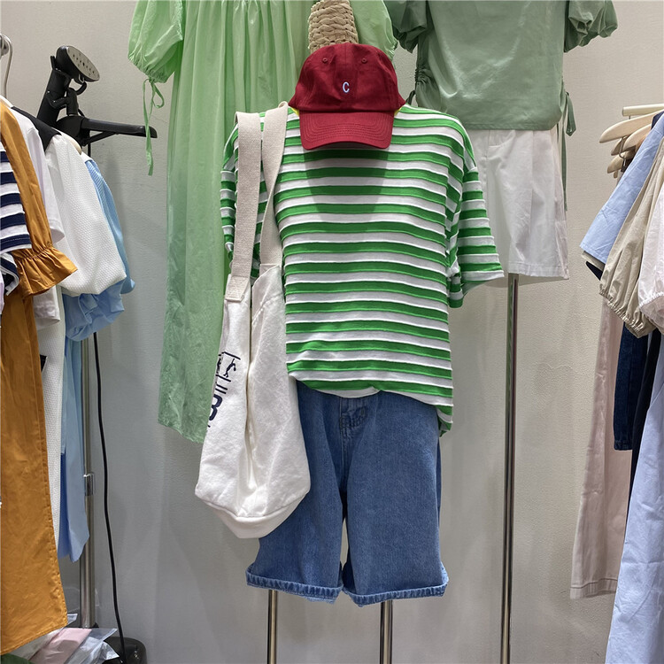 【E】 Personalized stripe casual round neck short sleeve T-shirt 18070# XYY