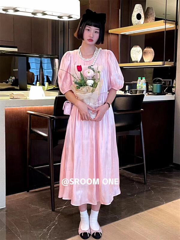 [s.room] round neck gentle and foreign style dress 8890# LSL