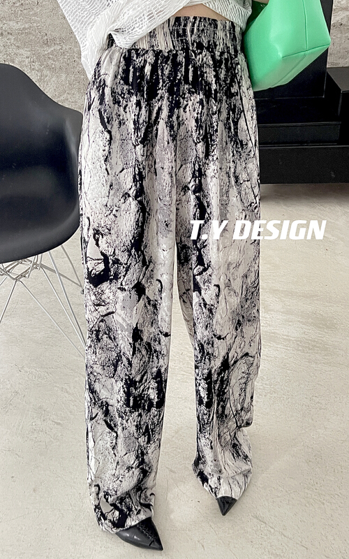 [T.Y tangyuanjia] Korean color contrast fashion wide leg casual pants 2062# ozq