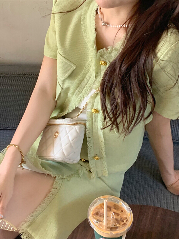 [Huaxi] xiaoxiangfeng short sleeved jacket + design skirt suit 9002# PCZ