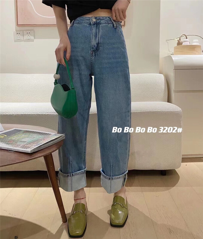 [Bobo] Korean design curled straight jeans 3202# cqw