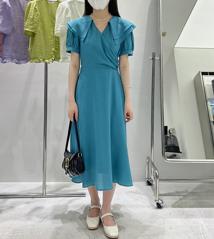 New in early summer! [alive] Lotus Leaf Lapel design dress 13181# lwy