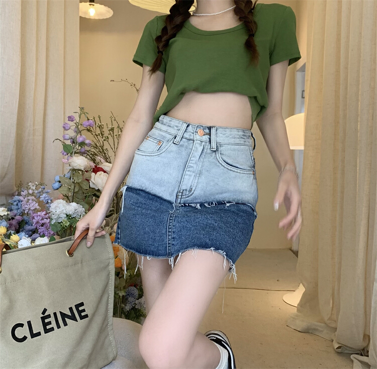 [vitality YDY] irregular design high waist denim skirt 6502# LSW
