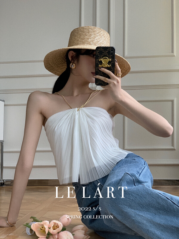 New year in early spring! [le lart] original high fashion French pure desire style chain decorative suspender vest ll2316# jhy