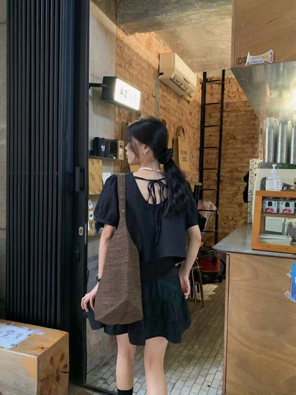 [tower front] bubble sleeve sweet and gentle blouse w6156# zxl