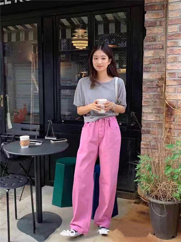 New year in early spring! [wut/n Cola] simple and versatile high waist loose fitting jeans ys1-8007\lsl