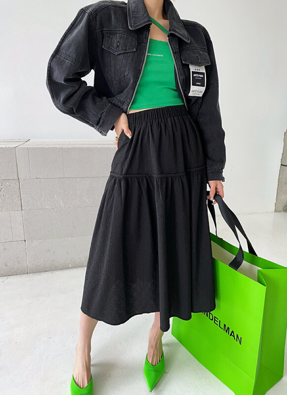 [Za] pleated texture A-line large skirt skirt skirt 18235# LSL