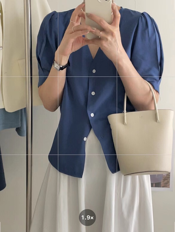 【IN MODE】韓系寬鬆排扣泡泡袖小衫  6859#  CQW