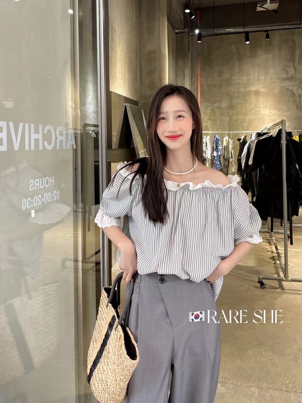 goods in stock! New in early summer! [her tell] off shoulder fashion versatile blouse 5225# XYJ