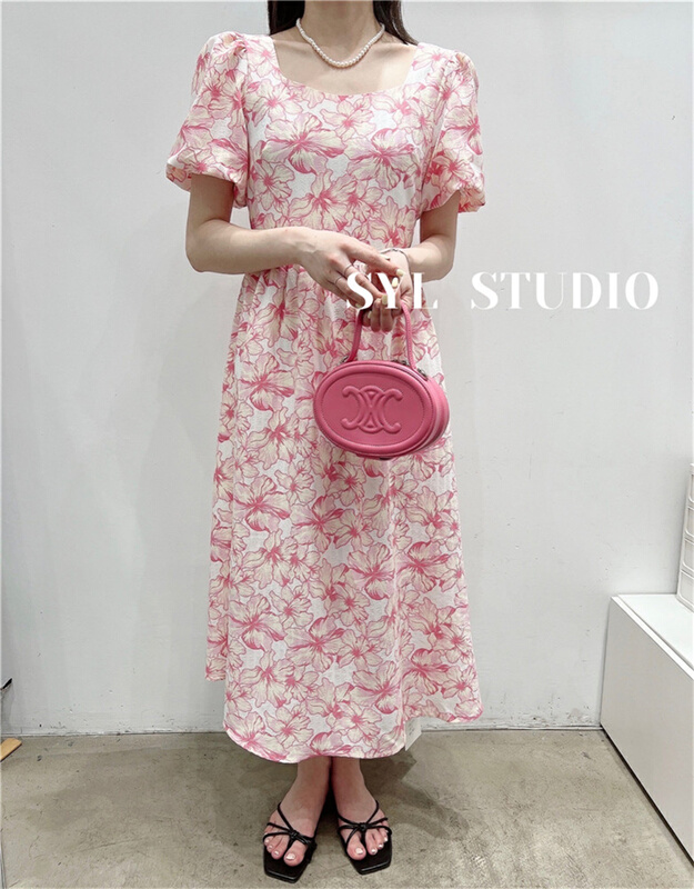 [SYL] little woman's square neck floral dress 5180# L
