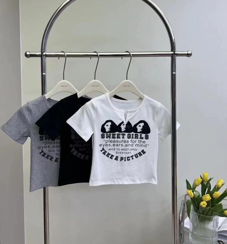 [Nina life] letter print slim fit short sleeve T-shirt 162# zxl