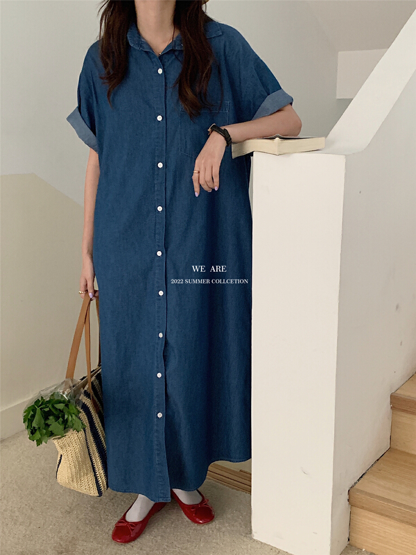 New in early summer! [we are] Korean version single breasted short sleeved denim skirt 10101# ZSY