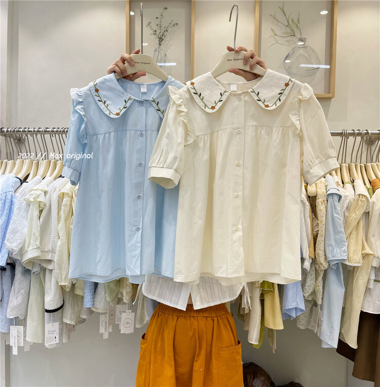 New in early summer! [Max original] Korean versatile embroidered collar shirt 98082# HBx