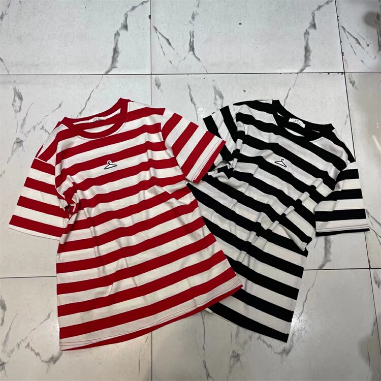 [CC +] crew neck stripe comfortable short sleeve T-shirt 8367# L