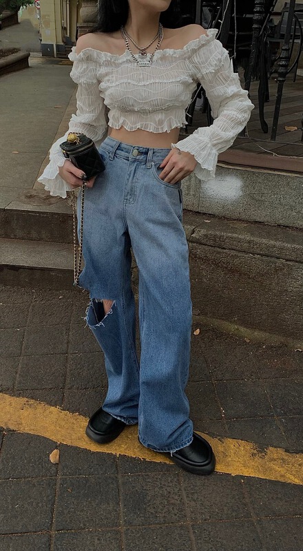[ID] fashion skinny jeans 6036# LSL with holes
