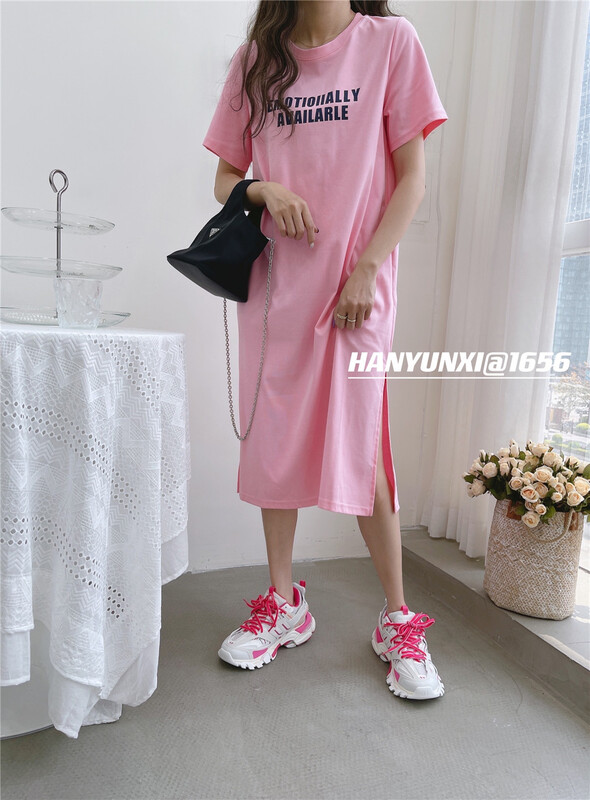 New in early summer! [Han Yunxi] Korean fashion letter loose dress 1656# CLS
