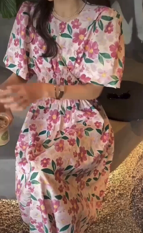 [Han C family] floral crimp Pullover dress 8128# PCZ