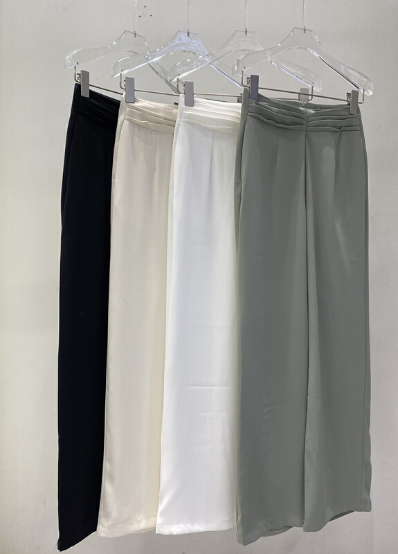 goods in stock! [u Nara] ol style pleated high waist temperament wide leg casual pants 81110# WPL