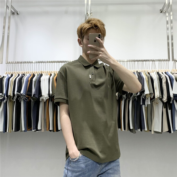 New in early summer! [wild club] simple Pullover letter printed polo shirt b9615# ZZL