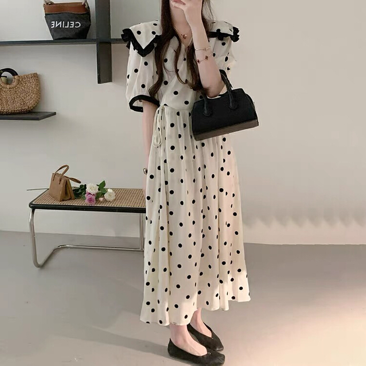 [L.L studio] sweet wave point doll neck dress 7694# PCZ