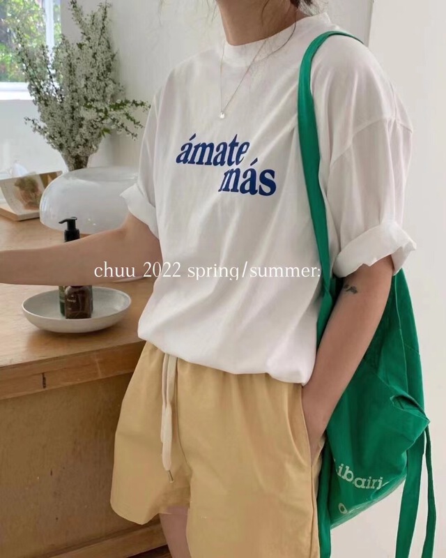 [chuu] Korean casual letter printed short sleeve T-shirt 61202# HBx