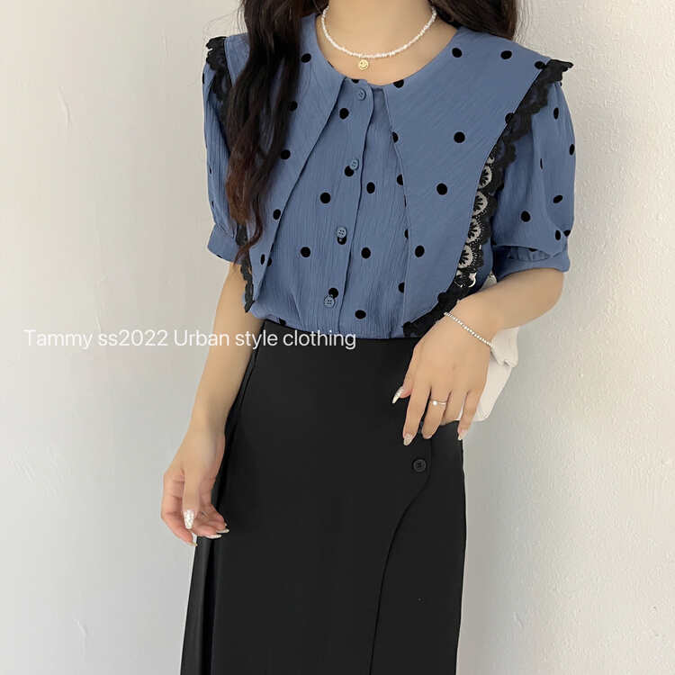 New in early summer! [Tammy] loose and thin, versatile urban storm point shirt 62992# L