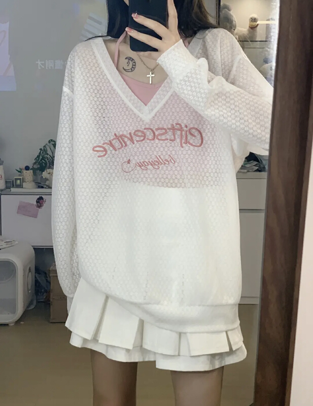 Live broadcast! [JH] embroidered fashion sunscreen shirt + careful machine sling vest set 41766# PCZ