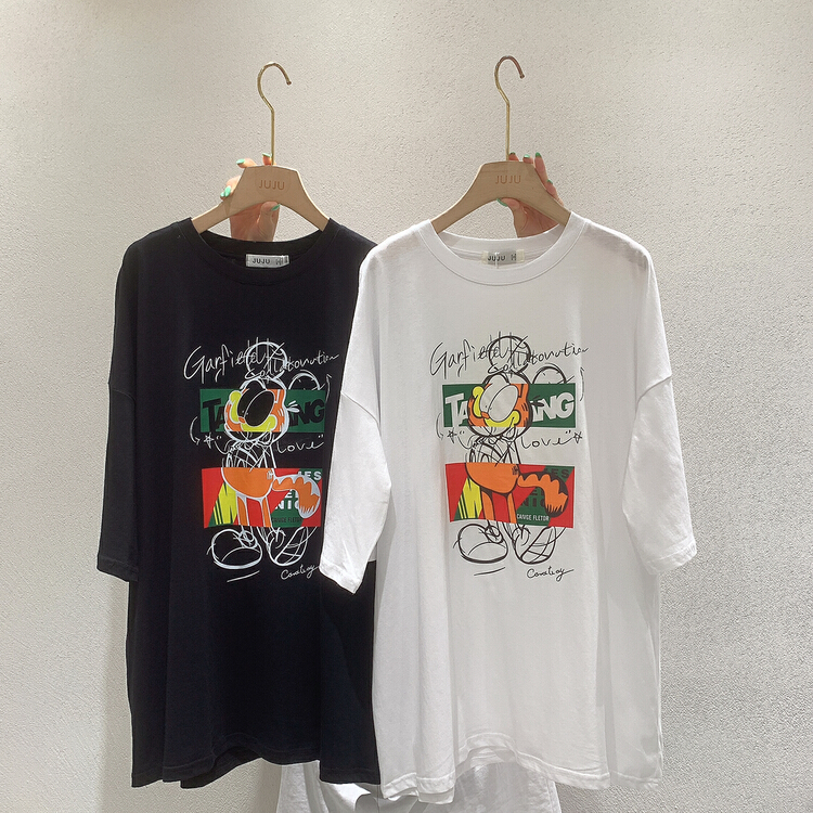 [Juju] graffiti Mickey loose short sleeve T-shirt 90013# LSL