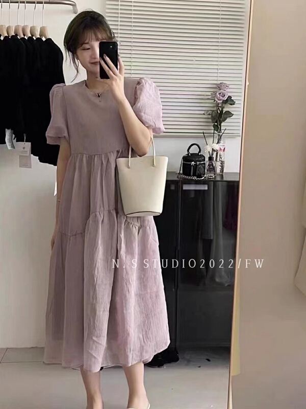 [N.S] simple temperament bubble sleeve dress 1388# WPL