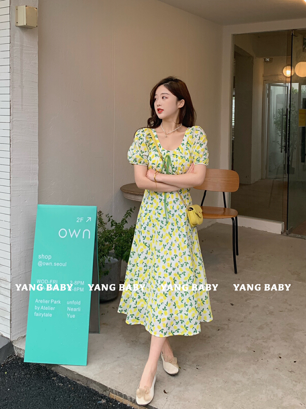 New in early summer! [Yang baby] Korean floral Pleated Dress 3045# WTT