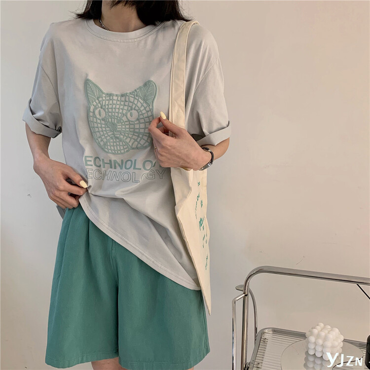 [within the first circle] niche design three-dimensional Dog Print short sleeve T-shirt 8763# XYY