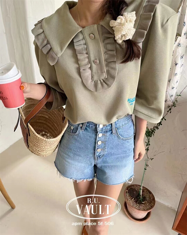 goods in stock! New in early summer! [rich rich] Korean versatile doll neck short sleeve T-shirt 77788# zyh